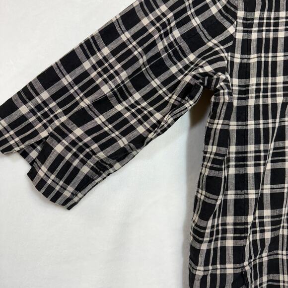 Westbound 18 Plus Black Plaid‎ Linen 3/4 Top Beach Lounge Vacation Summer Casual - Picture 3 of 8